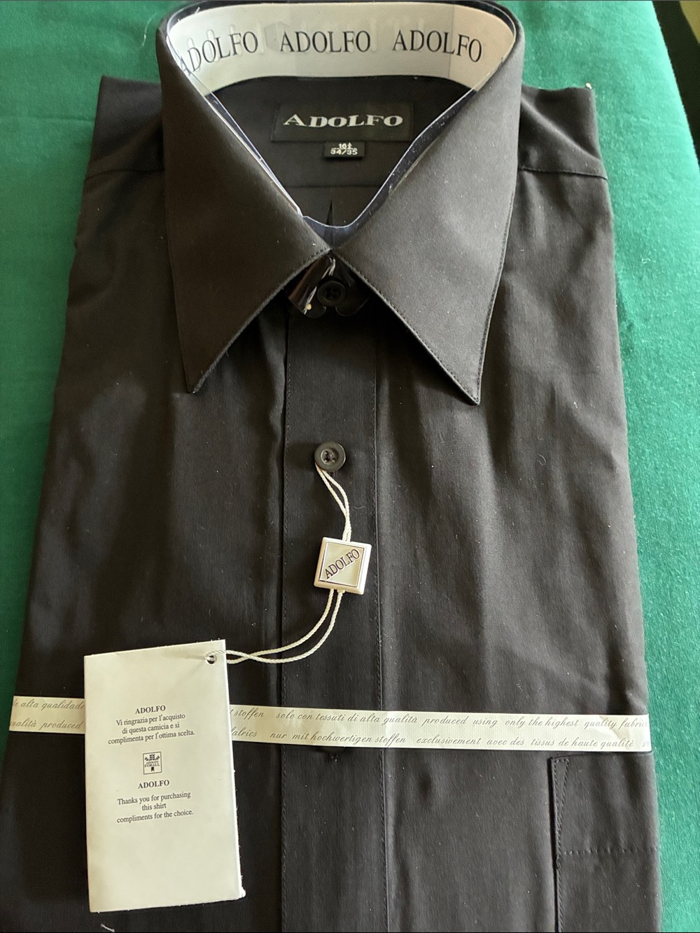 Adolfo Black Men's Button-Front Dress Shirt with Point Collar